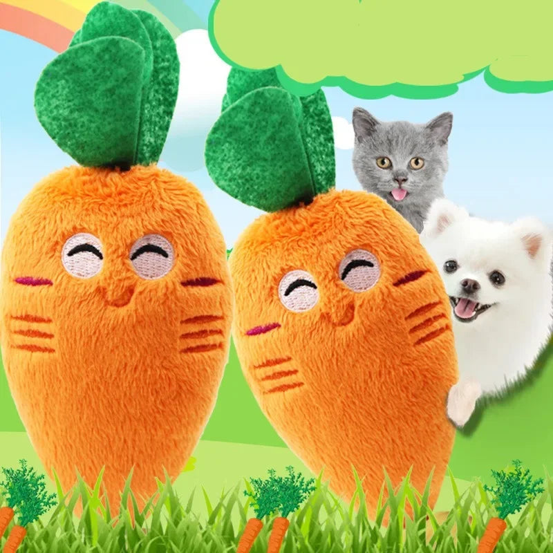 Orange Cute Puppy Pet Supplies Carrot Vegetables Shape Plush Chew Squeaker Sound Squeaky Interaction Dog Toys Gift Dog Accessor