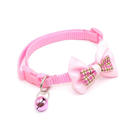 Adjustable Pets Cat Dog Collars Cute Bow Tie With Bell Pendant Necklace Fashion Necktie Safety Buckle Pet Clothing Accessoreis