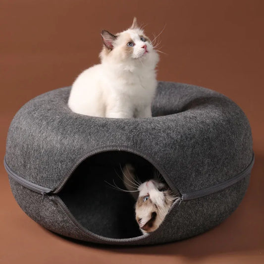 Donut Cat Bed Pet Cat Tunnel Interactive Game Toy Cat Bed Dual-use Indoor Toy Kitten Sports Equipment Cat Training Toy Cat House