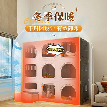 Transparent Cat Cages Home Indoor Multi-storey Pet Villa Litter One Super Large Space   Cage House Pet Product E