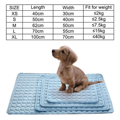 Pet Dog Ice Silk Pad Breathable Cooling Mat Cat Cushion Supplies Large and Small Dog Machine Washable Seat Prevent Sunstroke