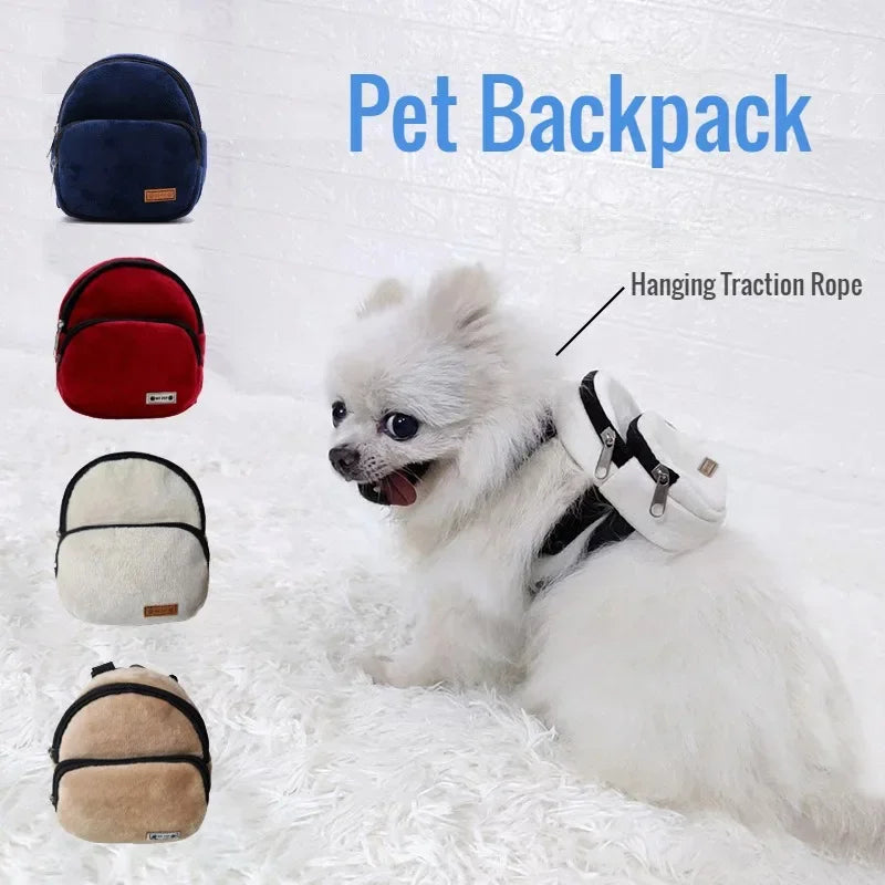 Portable Dog Backpack Pet Carrier Bag Soft Pet Snack Bag Puppy Cute School Bag Convenient Large-capacity Outdoor Pet Supplies