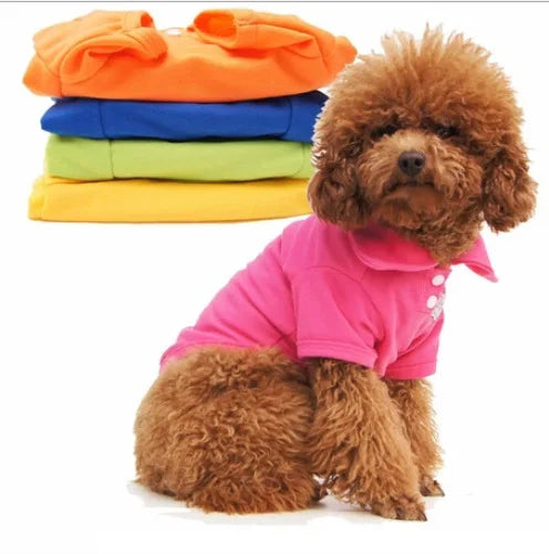 Candy Color Cute Pet Puppy Polo Collar Dog Shirt Small Dog Cat Pet Clothes Fashion Pet Vest Clothes Costume Teddy T-Shirt XS-XL