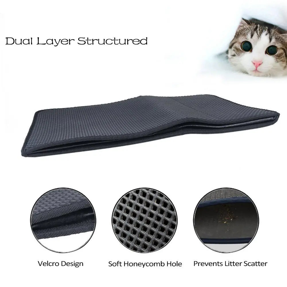 Non-slip Cat Litter Mat With Gift Waterproof Double Layer Pet Litter Box Mat Sand Cat Pad Bed Mat Clean Pad Cat Accessories