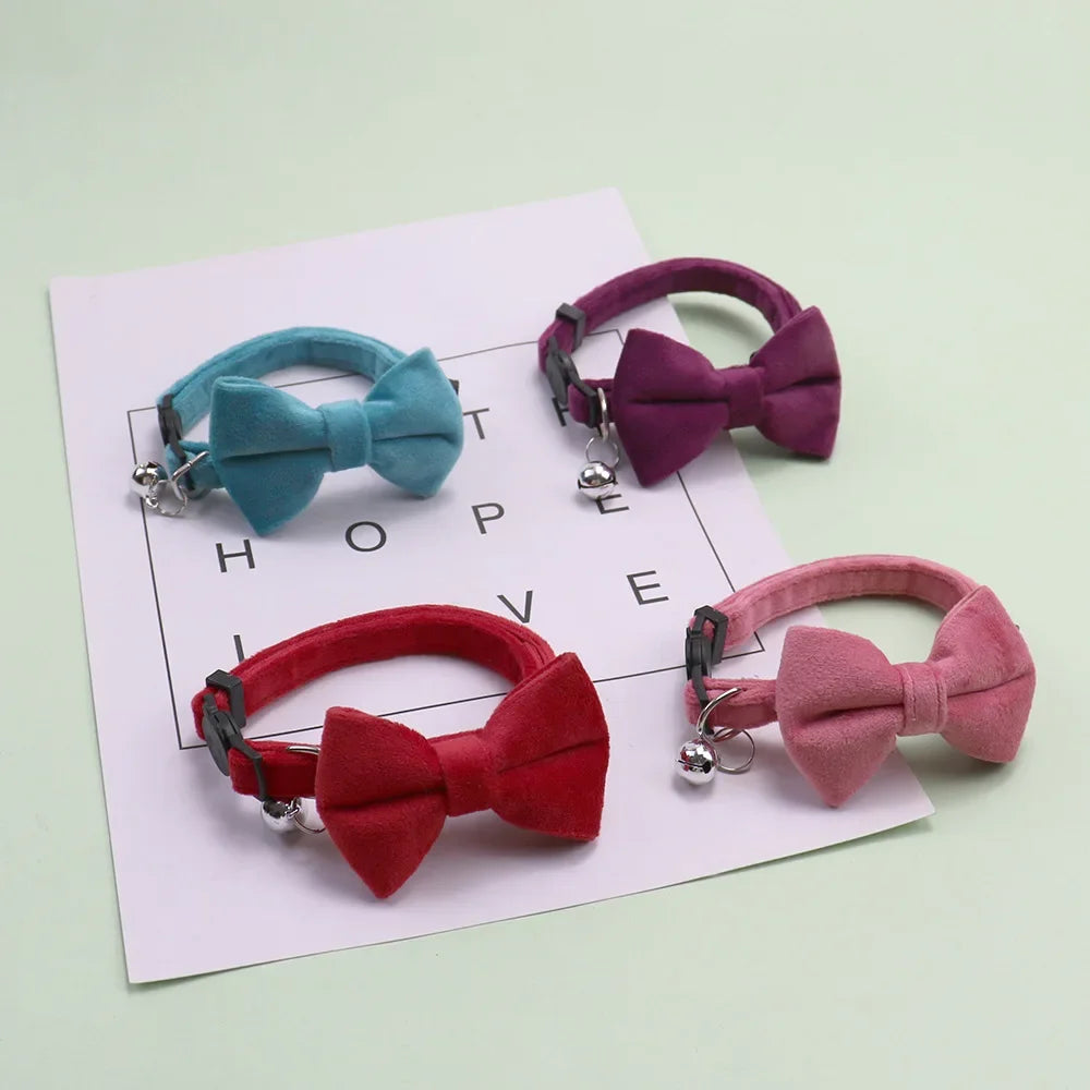 Pet Collars New Pet Bow Bell Collars Cute Cat Collars Pet Supplies Multicolor Adjustable Pet Dressing Tool Pet Accessories Cats