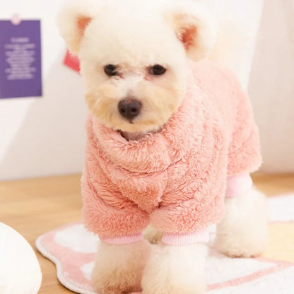 Soft Warm Dog Jumpsuit Winter Pet Clothes with Plush High Collar for Fall and Winter French Bulldog Chihuahua Teddy Costumes