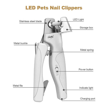 LAIKA LED Pet Nail Clippers Professional Cats Claw Blood Line Scissors Dog Nail Trimmer Grooming Cutter for Animals Pet Supply