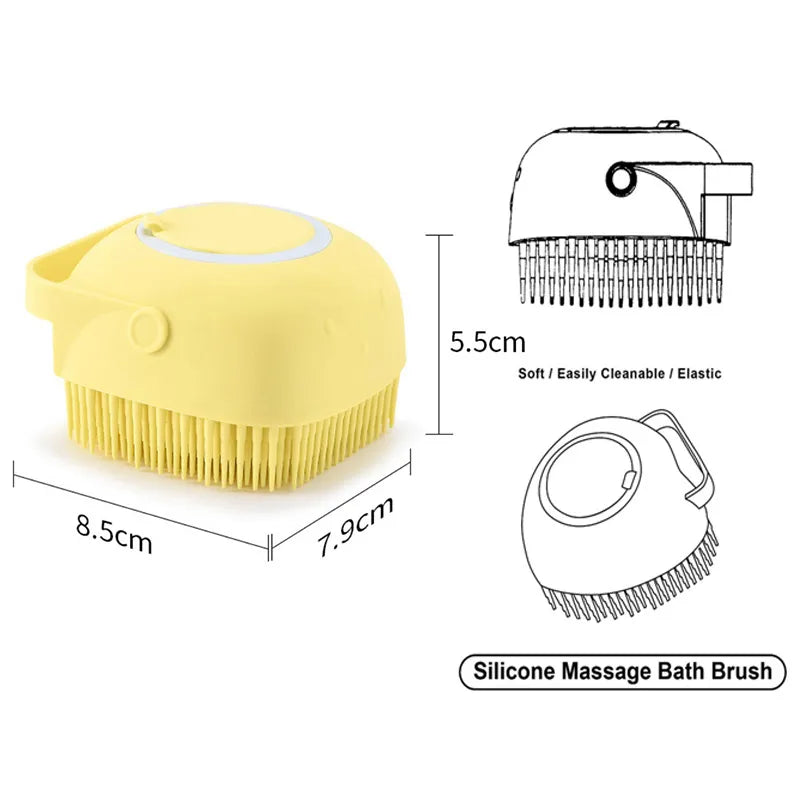 Bathroom Dog Bath Brush Massage Gloves Soft Safety Silicone Comb with Shampoo Box Pet Accessories for Cats Shower Grooming Tool