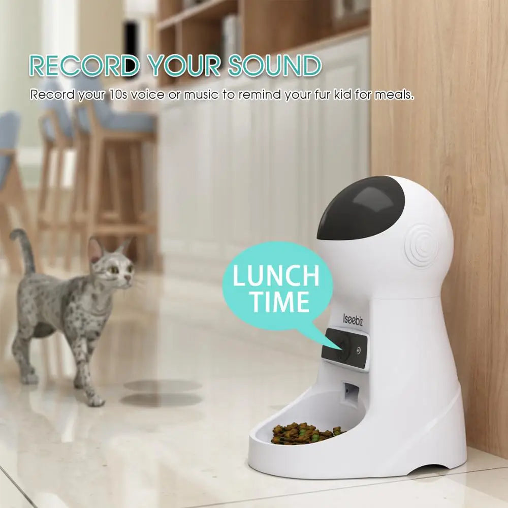 Iseebiz Update 3L Pet Feeder Wifi Remote Control Fashion Smart Automatic Pet Feeder Dogs Cat Food Rechargable With Video Monitor