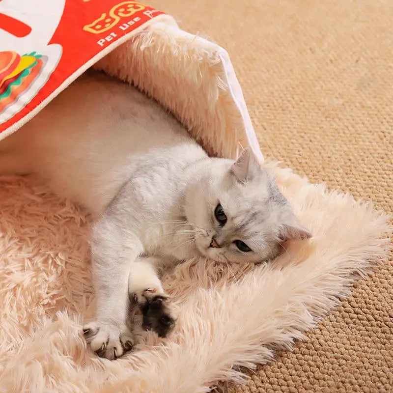 Washable Cat Bed Rectangle Snack Shape Comfortable Cat House Machine Washable Soft Pull out Dog Bed with Zipper for Pet Shop