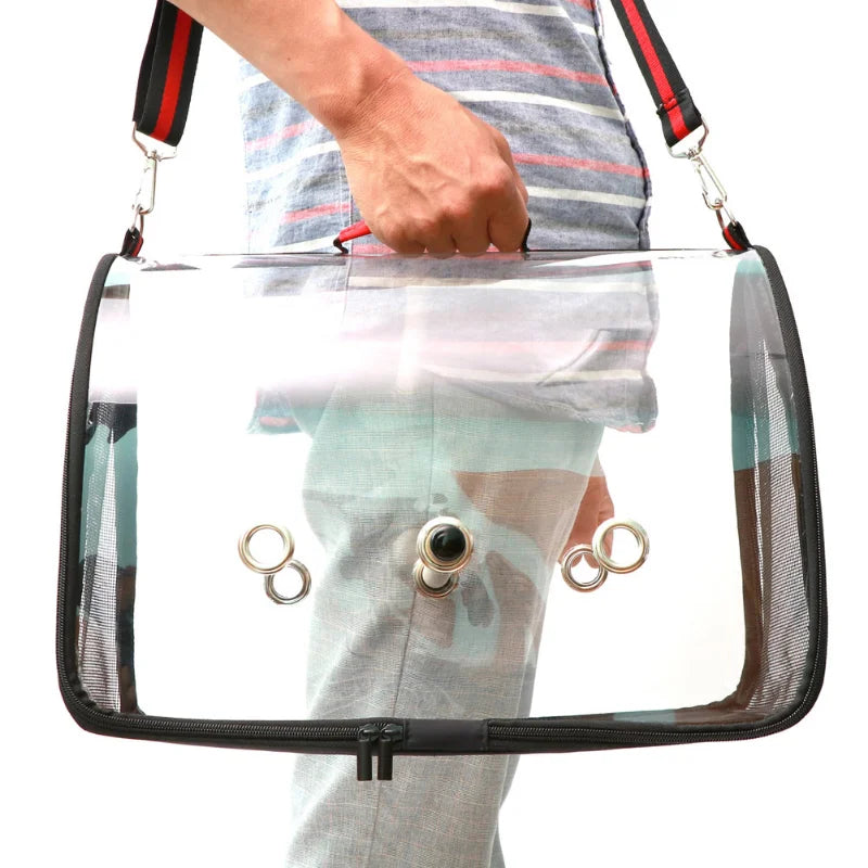 Portable Clear Bird Parrot Transport Cage Breathable Bird Carrier Travel Bag Small Pet Rabbit Guinea Pig Chinchilla Outdoor Bag