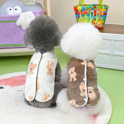 Pet Clothes Autumn Winter Medium Small Dog Plush Vest Cute Sweater Warm Velvet Kitten Puppy Sweet Cardigan Chihuahua Yorkshire