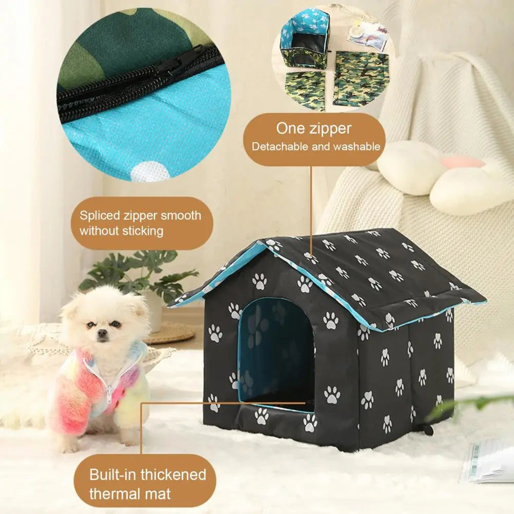 Indoor Pet House Durable Waterproof Folding Pet House Reusable Indoor/outdoor Cat Shelter Tent Nest Zipper for Protection