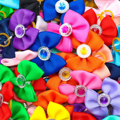 New Dog Hair Accessoreis Puppy Bows Solid Diamond  Pets Headwear Dogs Cat Grooming Girls Bows for Dog Cats Hair Accessories