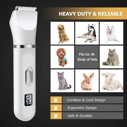 4 in 1 Pet Electric Hair Clipper Dog  Grooming Trimmer Set, USB  Dog And Cat Paw Hair Trimmer.