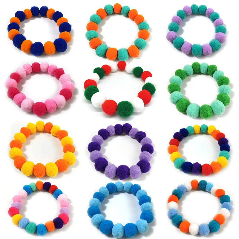 50pcs Elastic Plush Pom Ball Pet Collar Rainbow Flower Hair Decoration Dog Bowtie Necklace Pet Cat Bow Dog Grooming Accessories