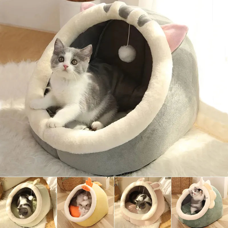 Cat Bed House Kennel Nest Round Pets Sleeping Cave Kitten Beds Pet Basket Cozy Kitten Lounger Cushion Cat House Tent Dog House