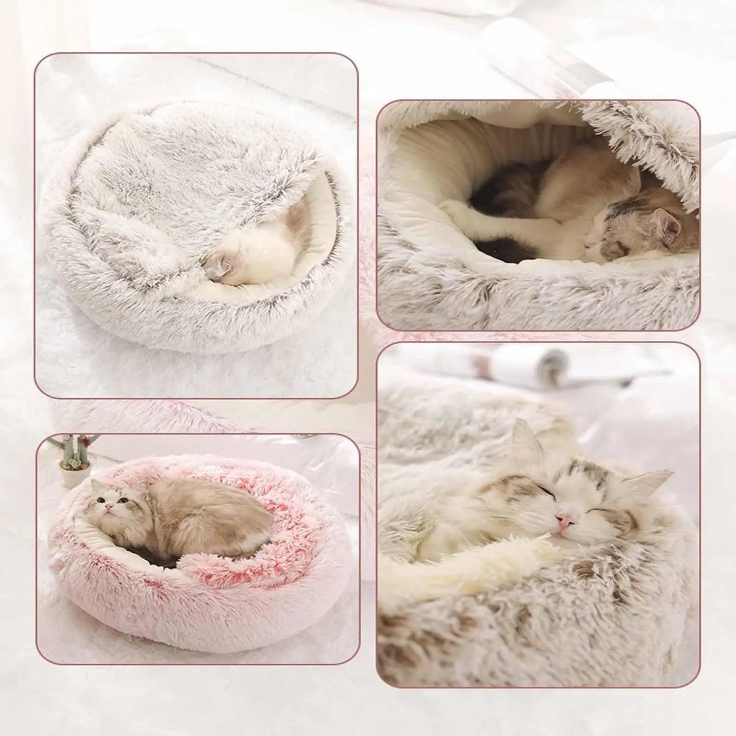 Soft Plush Pet Bed Round Cat Bed Pet Mattress Warm Cat and Dog 2-in-1 Sleeping Nest (Suitable for Small Dogs Cat's House Cats