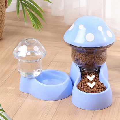 1.8L Pet Automatic Feeder Mushroom Type Anti-tipping Food Bowl Drinking Water Bottle Feeding Bowls Food Dispenser For Dogs Cats