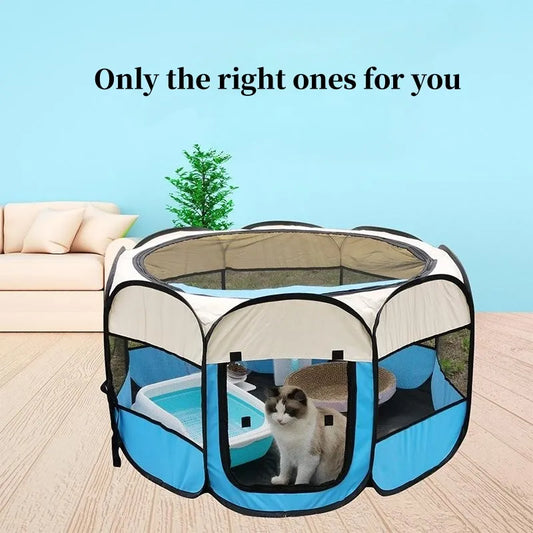 Portable Folding Pet Tent Dog House Octagonal Cage For Cat Tent Playpen Puppy Kennel Easy Operation Fence Outdoor Big Dogs House