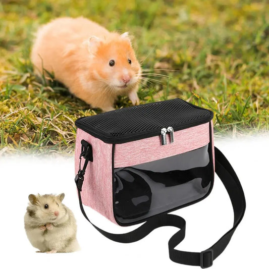 Hamster Carrier Bag with Removable Liner Pet Travel Bag Transparent Window Hedgehogs Chinchillas Ferrets Small Pet Carrier Bag