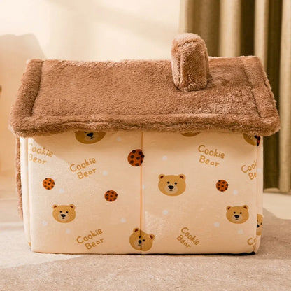 Folding Dog House Winter Fully Enclosed Warm Cat Sleeping Bed Can Be Removed and Washed Super Soft Portable Pet Dog House