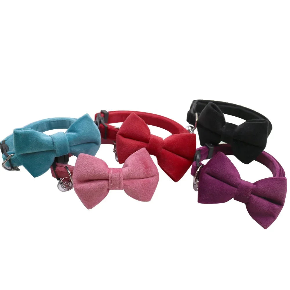 Pet Collars New Pet Bow Bell Collars Cute Cat Collars Pet Supplies Multicolor Adjustable Pet Dressing Tool Pet Accessories Cats