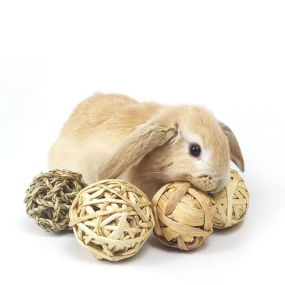 10 Styles 7CM Chewing Braided Ball Guinea Pig Rabbit Hamster Small Animal Play Pet Interactive Chew Toy Natural Grass Ball