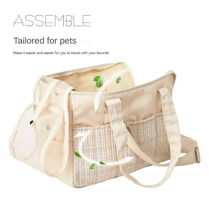 Single Shoulder Cross-body Cat Bag Cotton Canvas Cat Bag Portable Breathable Small Dog Bag Portable Cat Pet Bag