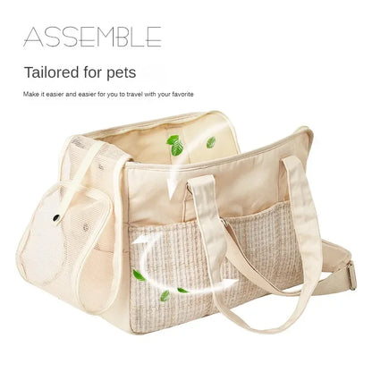 Single Shoulder Cross-body Cat Bag Cotton Canvas Cat Bag Portable Breathable Small Dog Bag Portable Cat Pet Bag