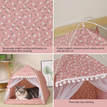 Cat Tent Bed Pet Cat House Closed Cozy Hammock with Floors Cat House Pet Small Dog House Calming Cat Beds For Small Pet House