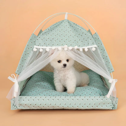 ZK20 Pet Dog Tent House Floral Print Enclosed Cat Tent Bed Indoor Folding Portable Comfortable Kitten Bed Kennel For Small Pets