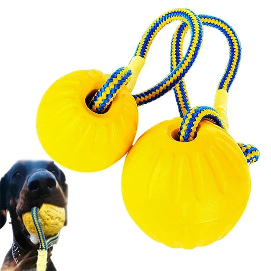 Dog Ball Toy with Rope Indestructible Interactive Dog Toy Pet Training Chew Toys Tooth Clean Solid Core EVA Elastic Ball For Dog