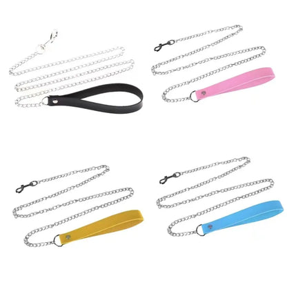 Leather Dog Leash Metal Alloy Pet Dog Leash Leash with 360° Rotatable Hook and Loop Can Be Twisted To Prevent Loss of Dog Leash