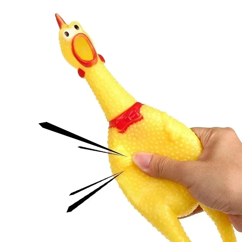 Dog Toy Squeeze Sound Screaming Chicken New Pet Dog Squeak Toy For Dogs Durable and Fun Yellow Rubber Vented Chicken Accessories