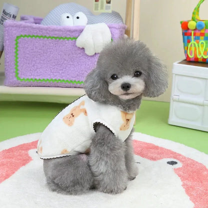 Pet Clothes Autumn Winter Medium Small Dog Plush Vest Cute Sweater Warm Velvet Kitten Puppy Sweet Cardigan Chihuahua Yorkshire