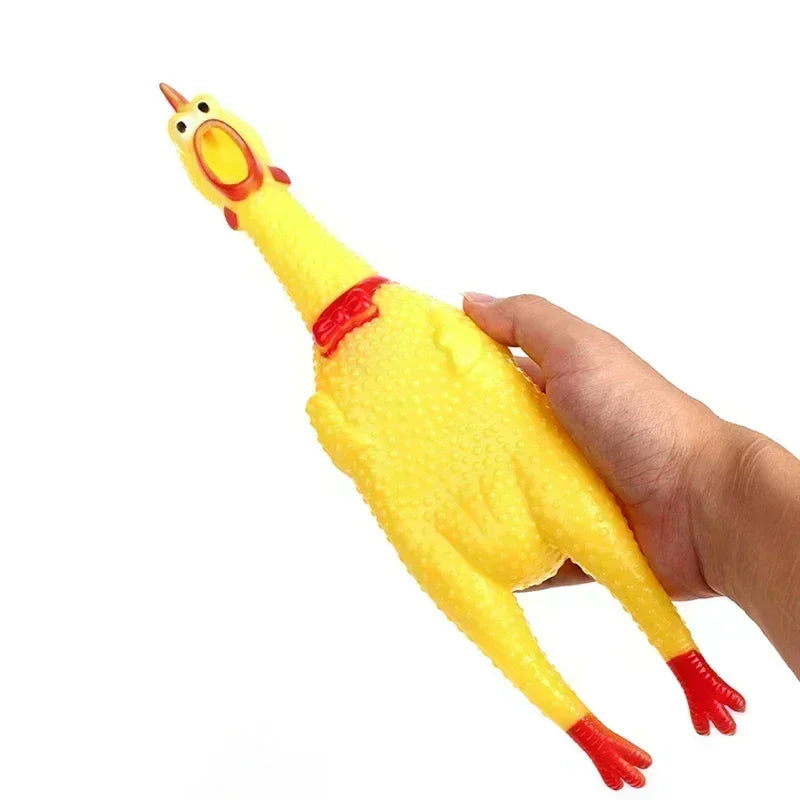 New Pet Dog Squeak Toy Screaming Chicken Squeeze Sound Dog Chew Toys Durable and Fun Yellow Rubber Exhaust Chicken 17CM 31CM