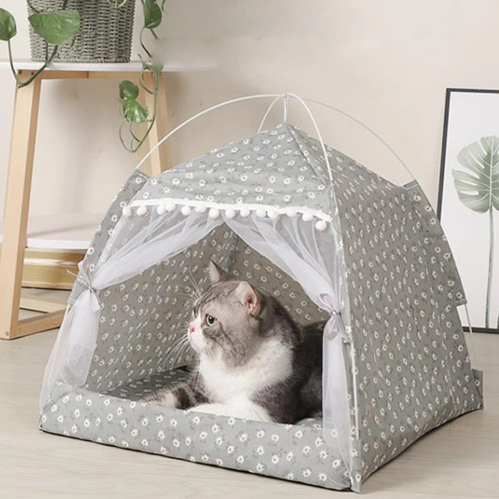 Cat Tent Bed Pet Cat House Closed Cozy Hammock with Floors Cat House Pet Small Dog House Calming Cat Beds For Small Pet House