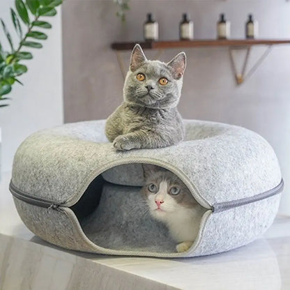 Donut Cat Bed Pet Cat Tunnel Interactive Game Toy Cat Bed Dual-use Indoor Toy Kitten Sports Equipment Cat Training Toy Cat House