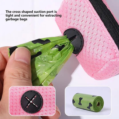 dog Poop Bag Dispenser Mesh Fabric Leash Attachment Pet Waste Bag Holder Outdoor Puppy Cat Pick Up Organizer Pets Supplies