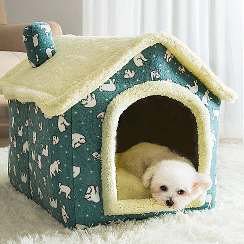 Foldable Cat Bed Pet Dog House Winter Cat Villa Sleep Kennel Removable Warm Nest Enclosed Tents Cave Sofa Pet Supplies