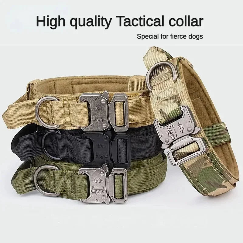 Durable Tactical Dog Collar Leash Set Adjustable Military Pet Collar Leash Medium Large Dog German Shepherd Training Accessories