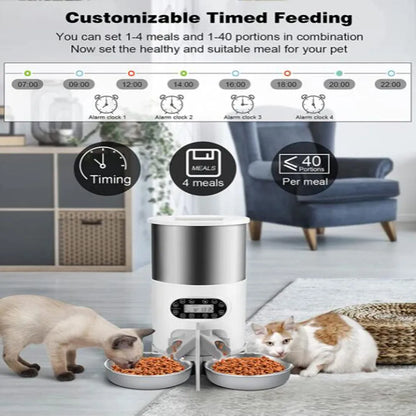 3L 4.5L Double Meal Dog Automatic Feeder Cats Smart Feeding Tuya WIFI Food Dispenser Bowl Auto Recording Timming Pet Feeder