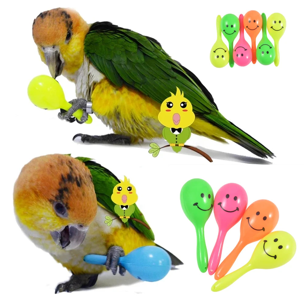 3PCS Parrot Rattle Sand Hammer Sand Ball Bird Bites Wisdom Interactive Training Toys Pet Accessories Bird Toys