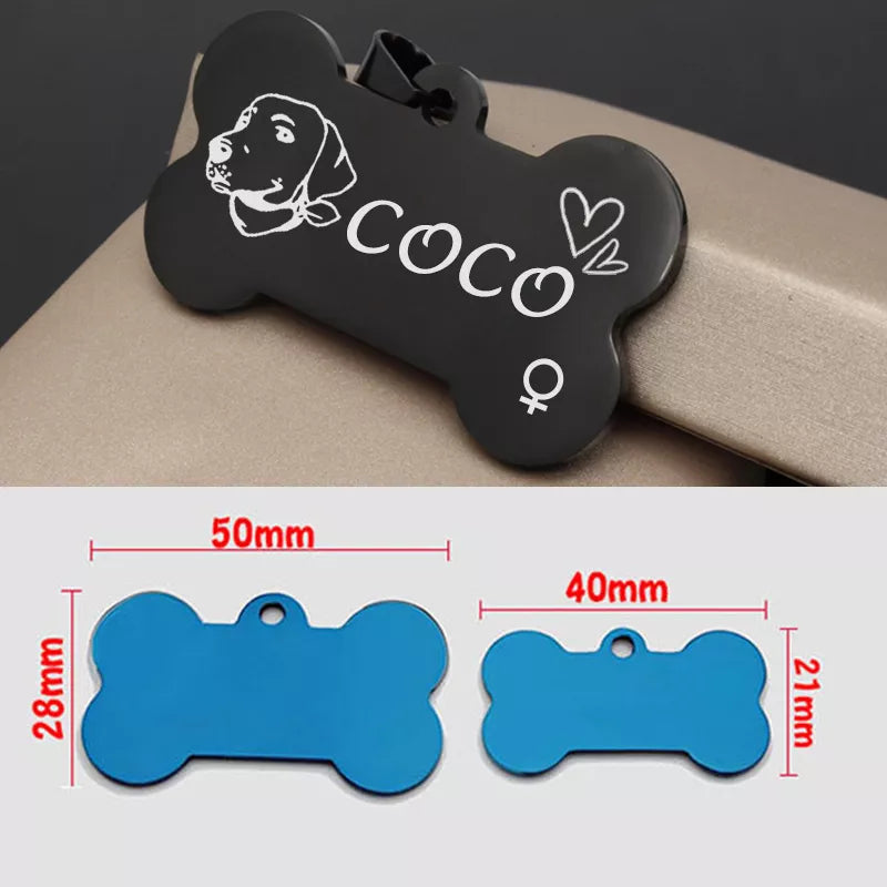 Bone Dog ID Tag Pet Collar Pendant Personalized Engraved Dog Face Name for Cat Puppy Keyring Charm Necklace Accessories Gender