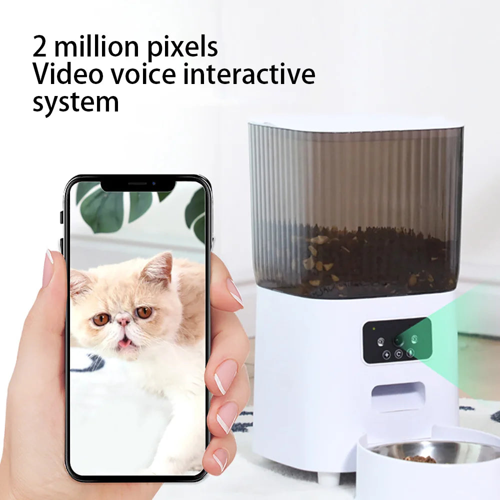 5L Pet Feeder with Camera Automatic Cat Feeder Smart Dog Food Dispenser WiFi Timing Quantitative Stainless Steel Feeding Bowl