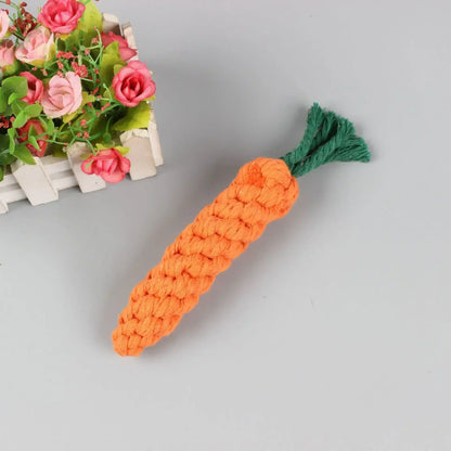 1p Carrot Dog Bite Rope Pet Dog Toys Cartoon Dog Chew Toys Durable Braided Bite Resistant Puppy Molar Cleaning Teeth Cotton Rope