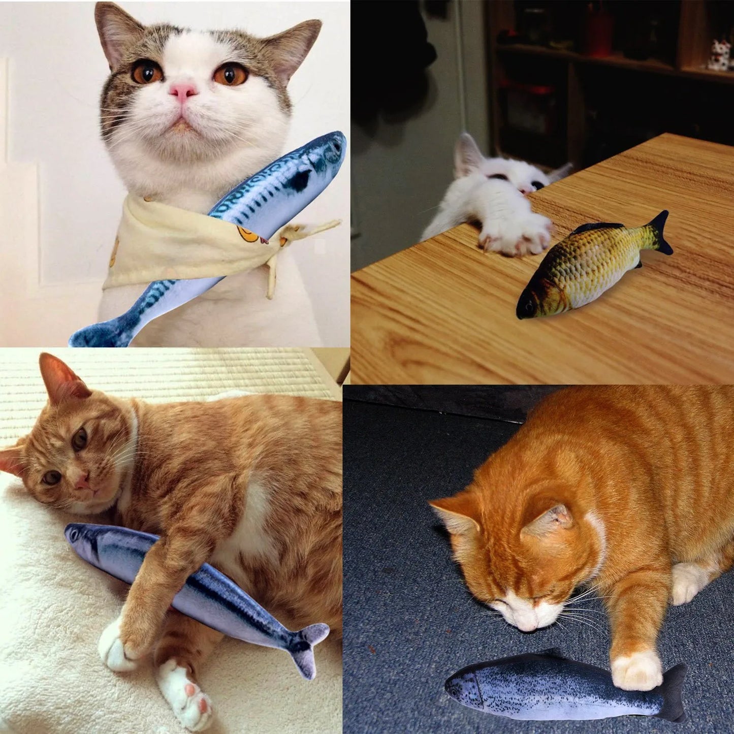 20CM Pet Cat Toy Fish Built-In Cotton Battery-Free Ordinary Simulation Fish Cat Interactive Entertainment Play Cat Toys