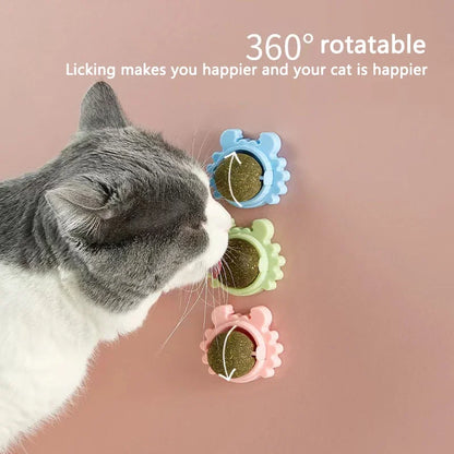 Catnip Cat Toys Wall Ball Clean Mouth Promote Digestion Pet Toys for Cats Kitten Candy Licking Snacks Mint Ball Cat Accessories