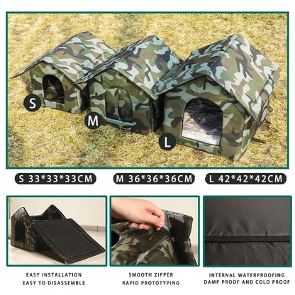 Outdoor cat house, winter cold shelter, waterproof, sun proof, durable, foldable outdoor tent, stray cat shelter, pet house